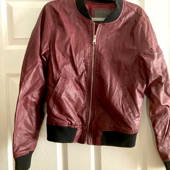 Moto/Bomber jacket in wine - Picture 1 of 10